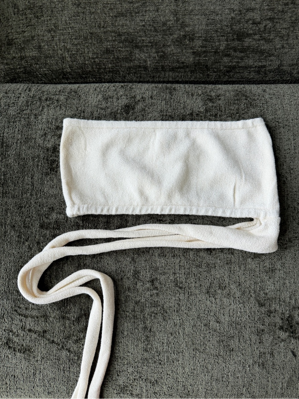 Cream Tube Crop Top with Tie Detail